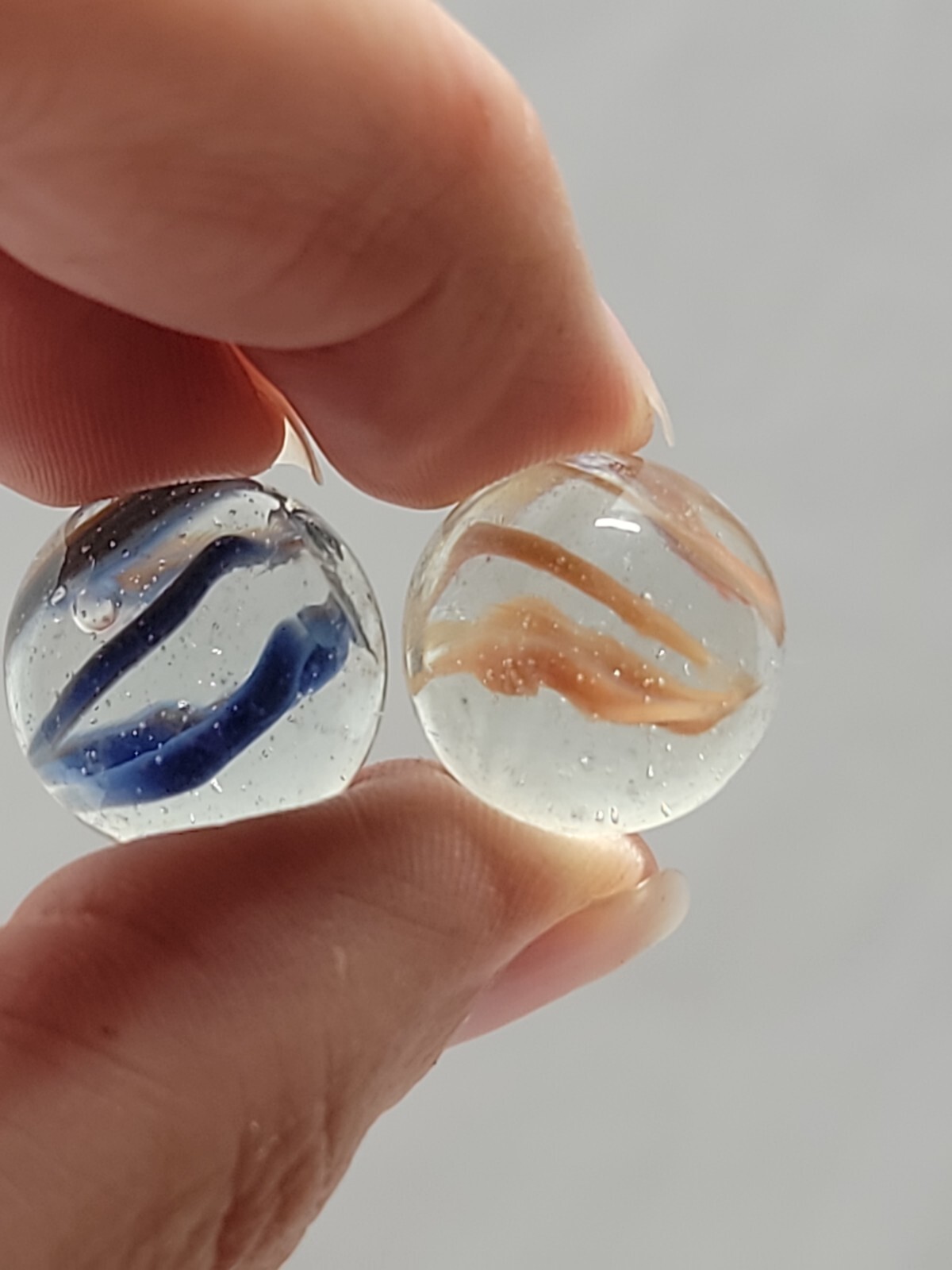 LOT OF 6 Swirls Agate Bogard Marbles TRANSPARENT / CLEAR WITH LINES