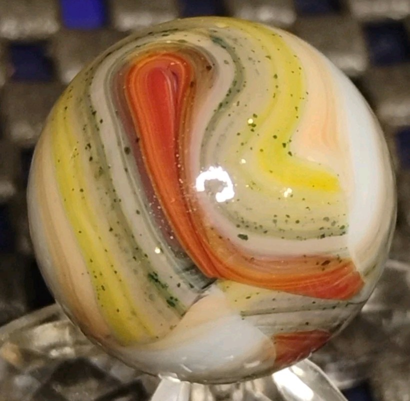 .69″ D.A.S. MARBLES💥”ALLEY SILVERBACK” SWIRL TOYS MINT-