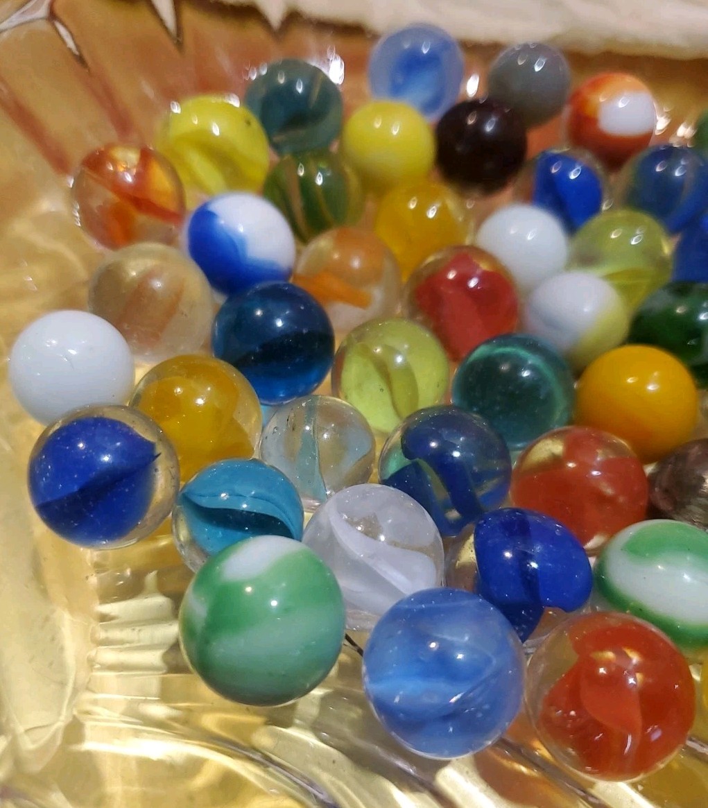 VTG Akro Vitro Style Marble Lot 50pc Catseye Shooter Steelie Mayflower Bag