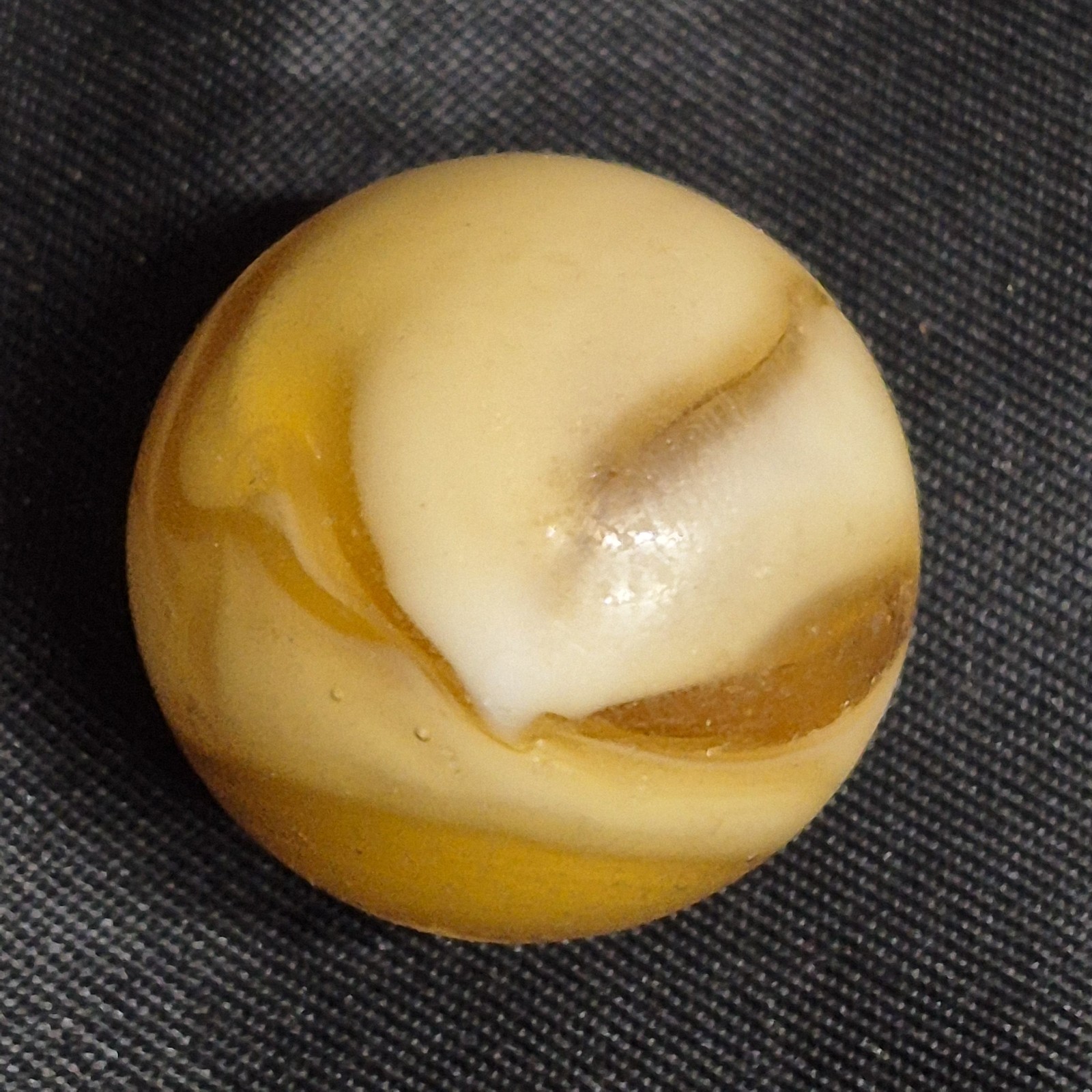 Vintage Amber White Slag Swirl Glass Marble 0.78″ Shooter Akro Agate Alley CAC