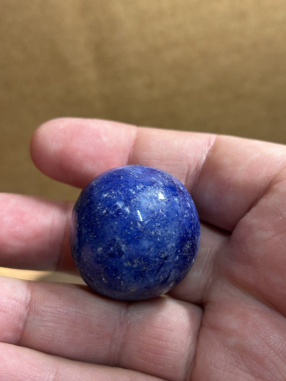 German Handmade Fancy Bennington Blue Clay 1.33 Inch Jumbo / Whopper Marble