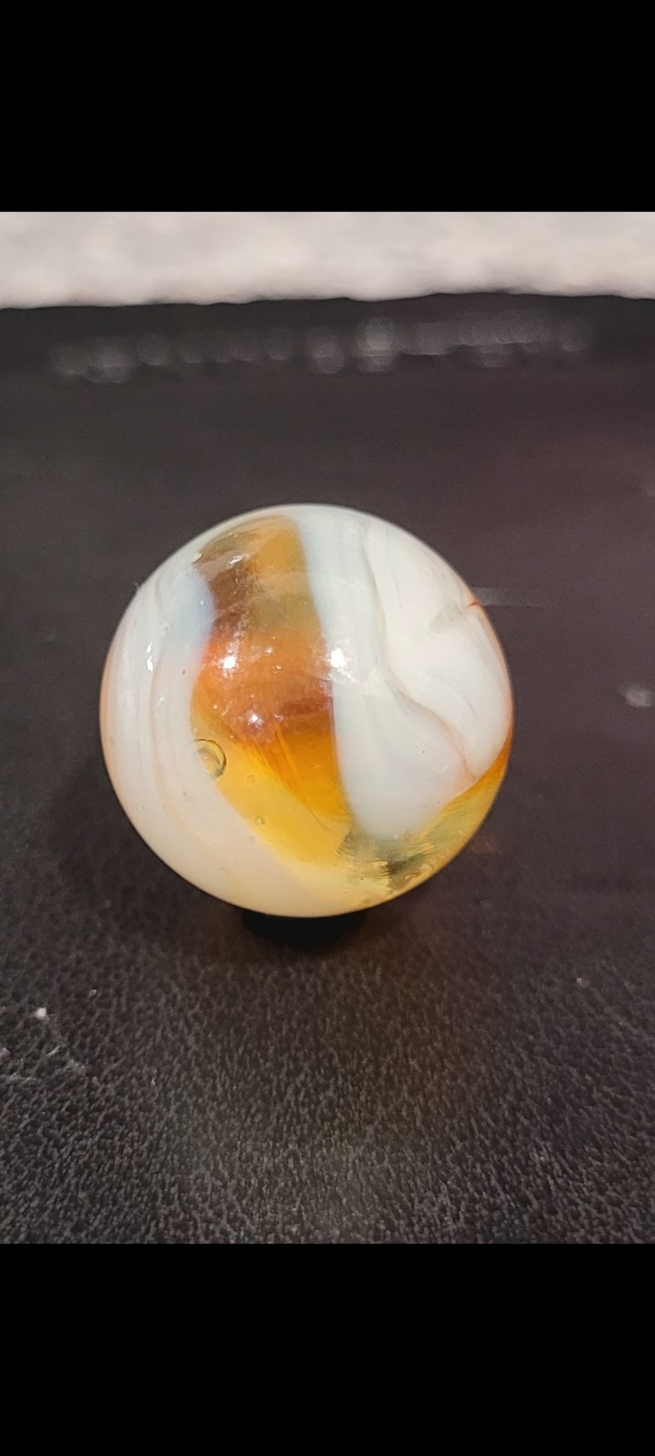 Perfect Mint 3/4″ D.A.S Or Jabo Marble. Beautiful White Swirls On An Amber Base