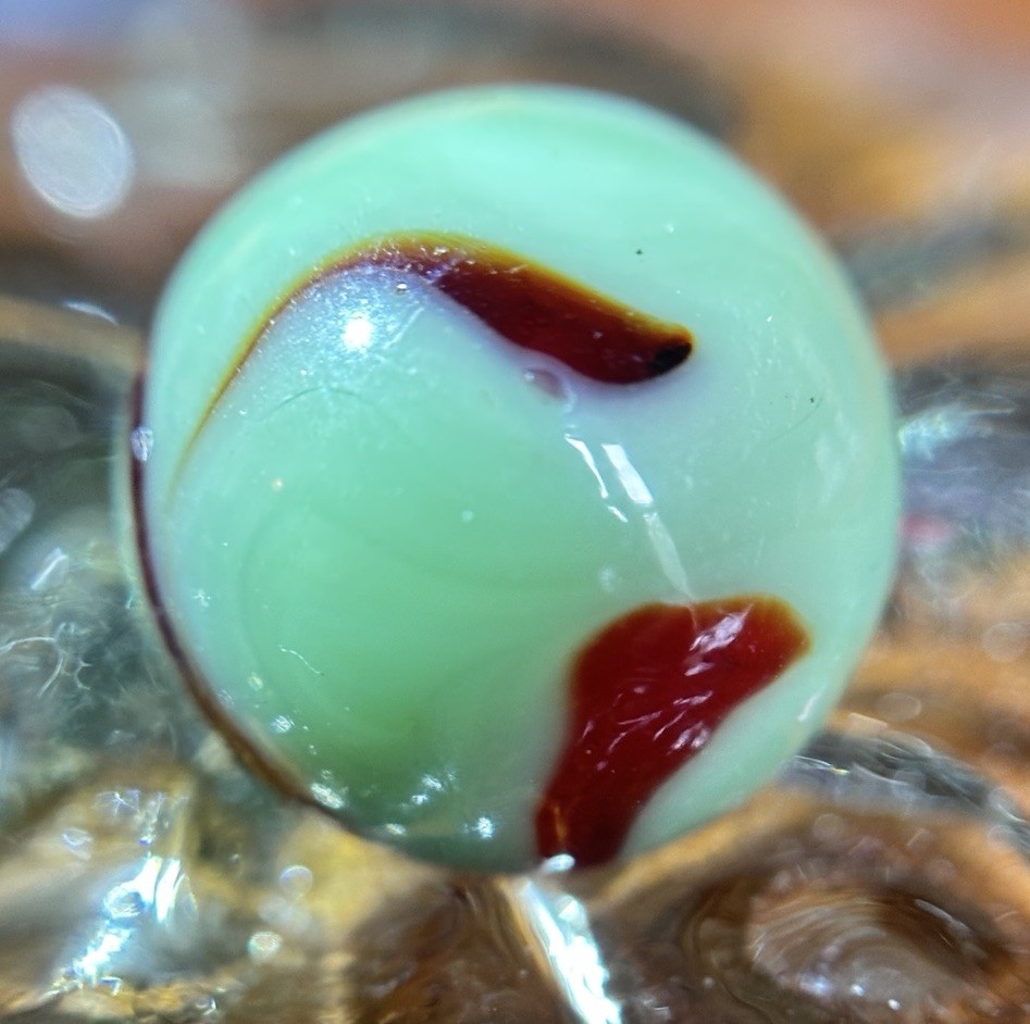 Vintage Alley Agate Swirl St. Mary’s Marble Mint .62” Green & Red W/horsehair