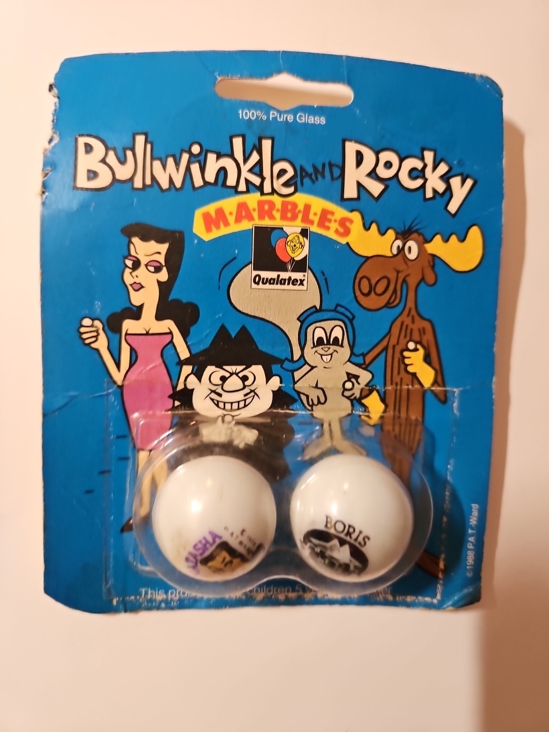 1988 Bullwinkle & Rocky Moosion Impossible Marbles 100% Pure Glass New Other