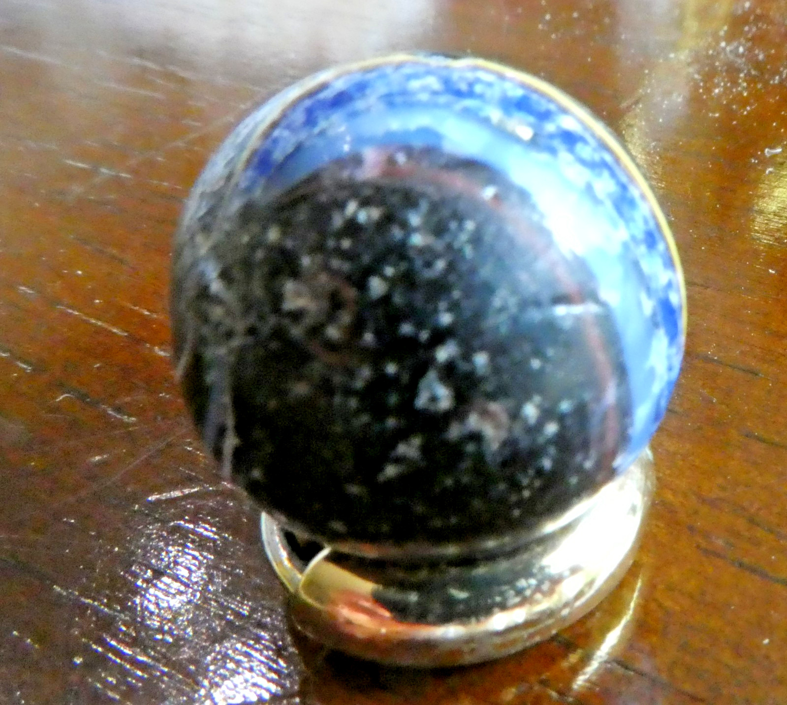 Antique German Handmade Indian Marble Black with Swirl designs