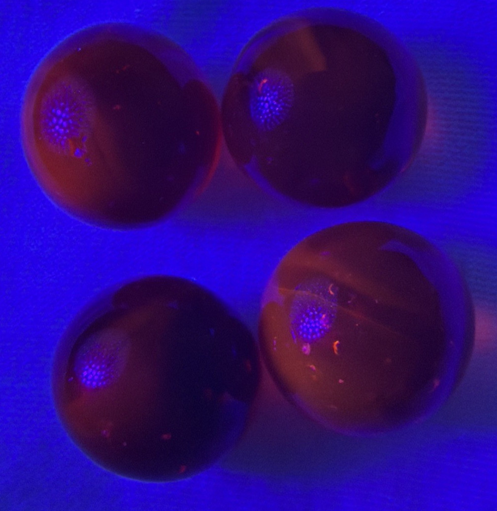 Vintage Lot of 4 Clear Ruby Red Cadmium Slag Glass Marbles UV Reactive As Is