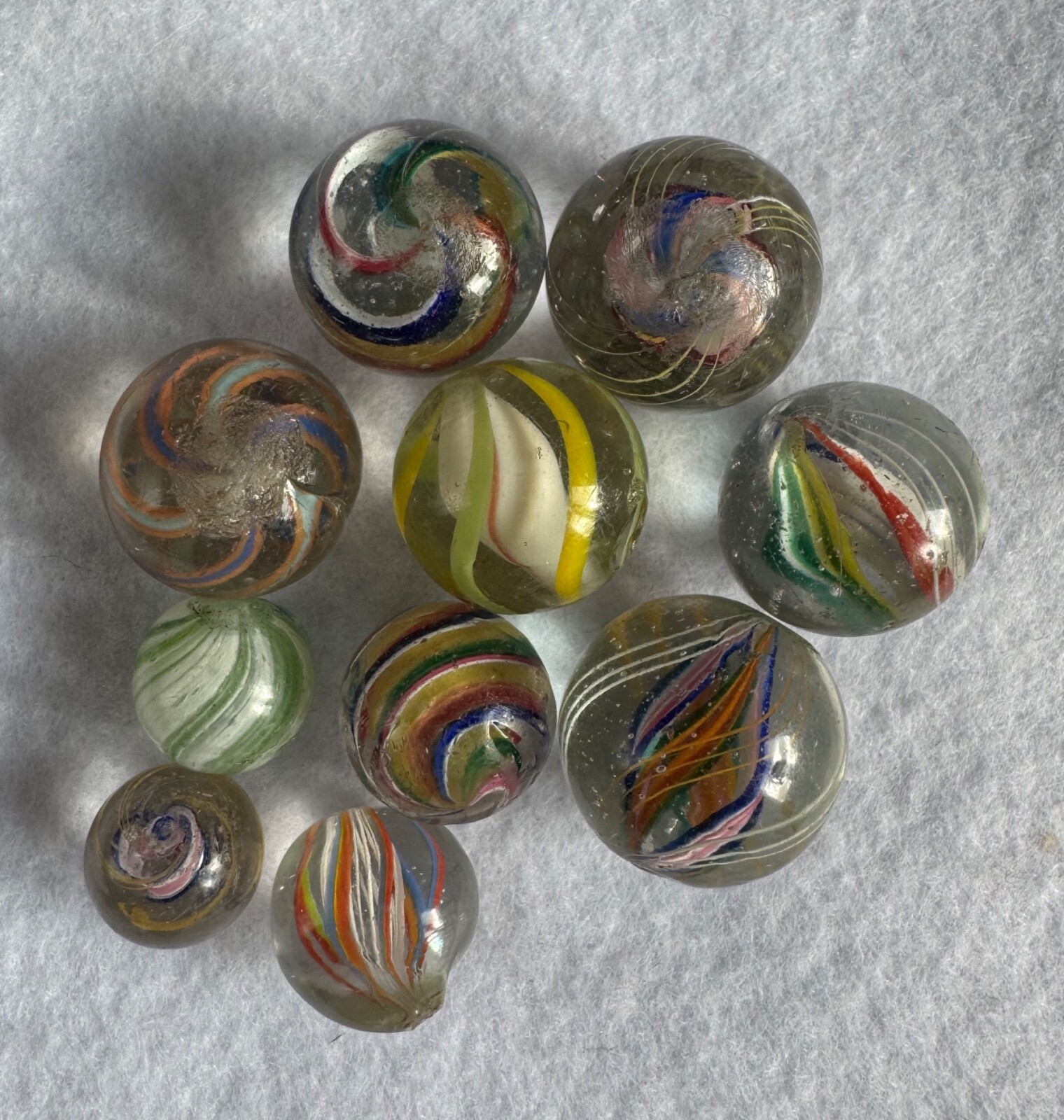 Superb Group Of 10 Marbles 12mm (15/32”) to 18.5mm (23/32”)