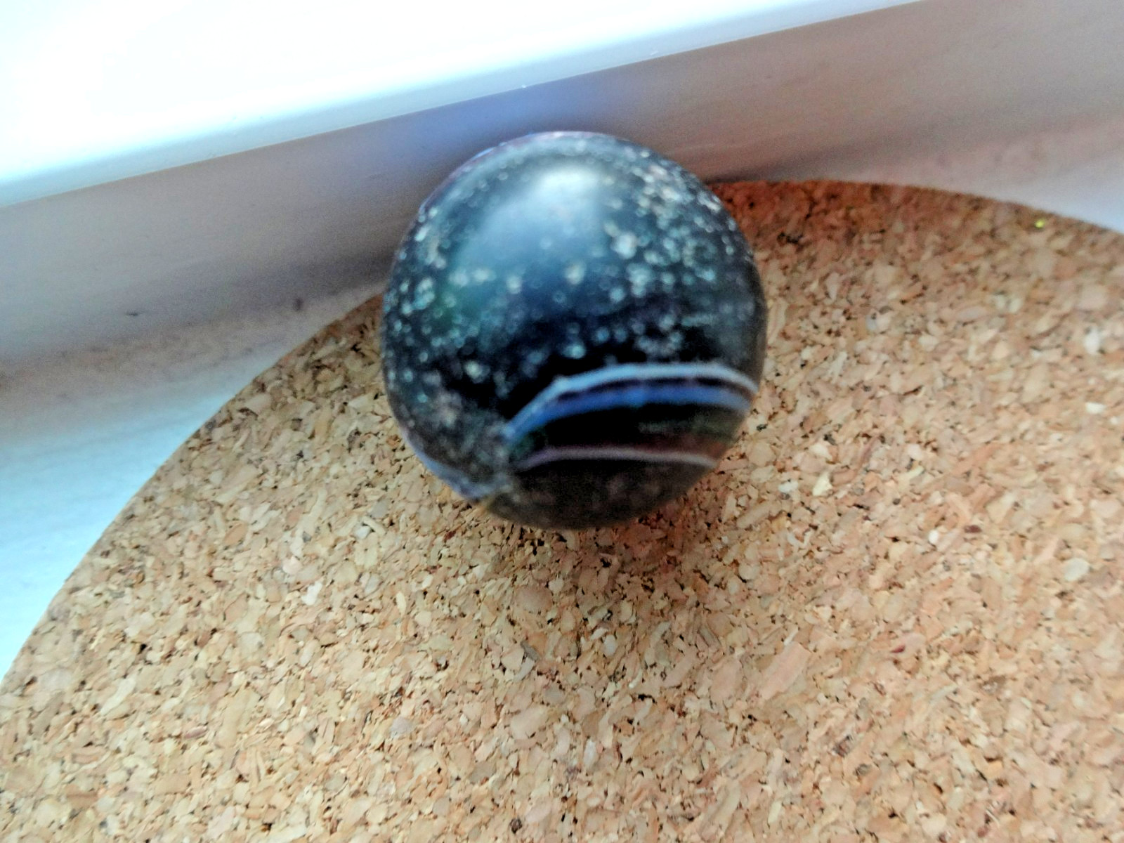 Antique German Handmade Indian Marble Black with Swirl designs
