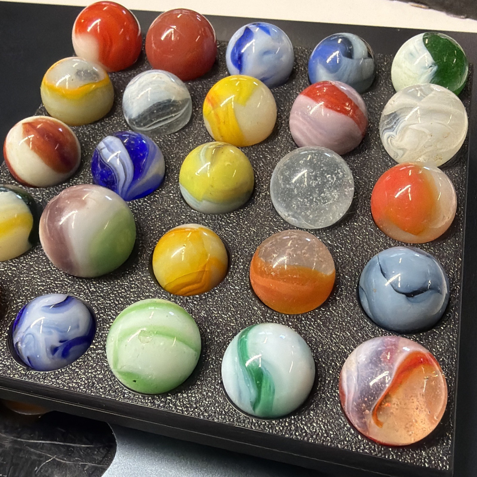 Vintage Glass Marbles Christensen Agate Vitro Akro Patch, King Tri (70 Marbles)