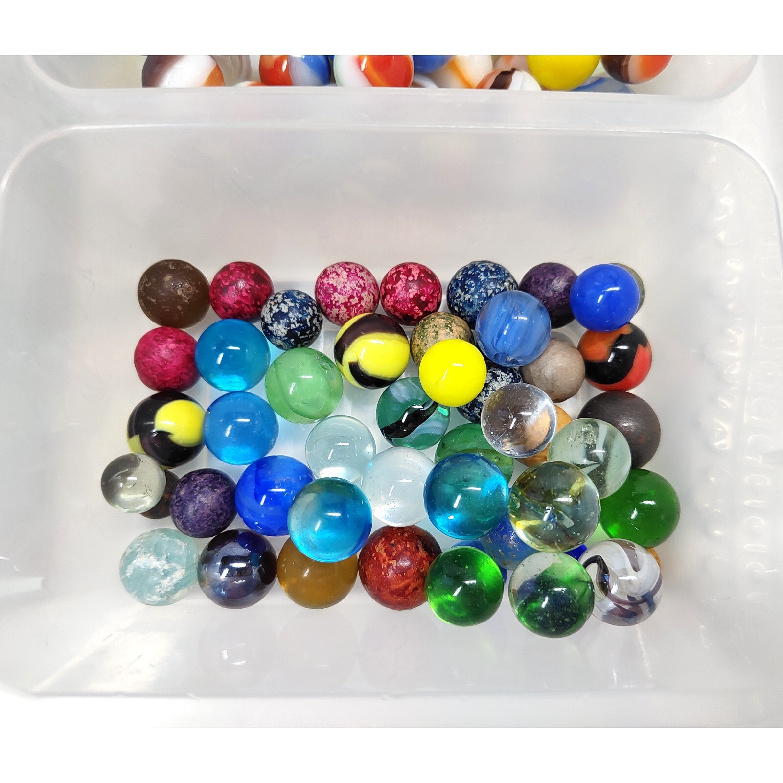 Vintage LOT 215+ Estate Marbles CLAY GLASS METAL Swirl Cats Eye Shooters