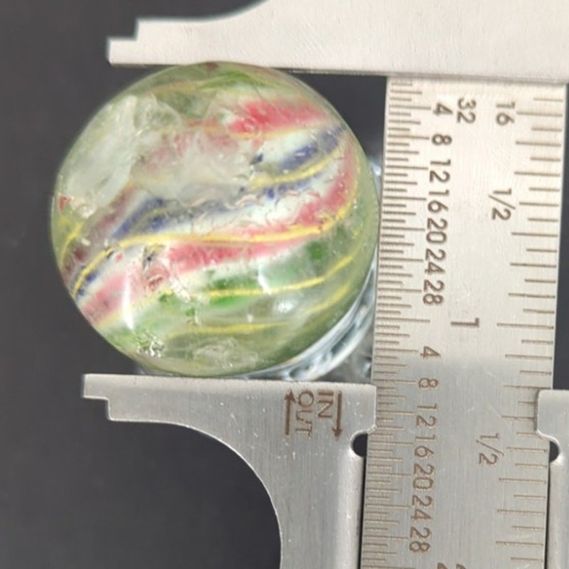 Antique German Handmade Glass Swirl Marble 1-1/4″ Large Shooter Chippy AB2T