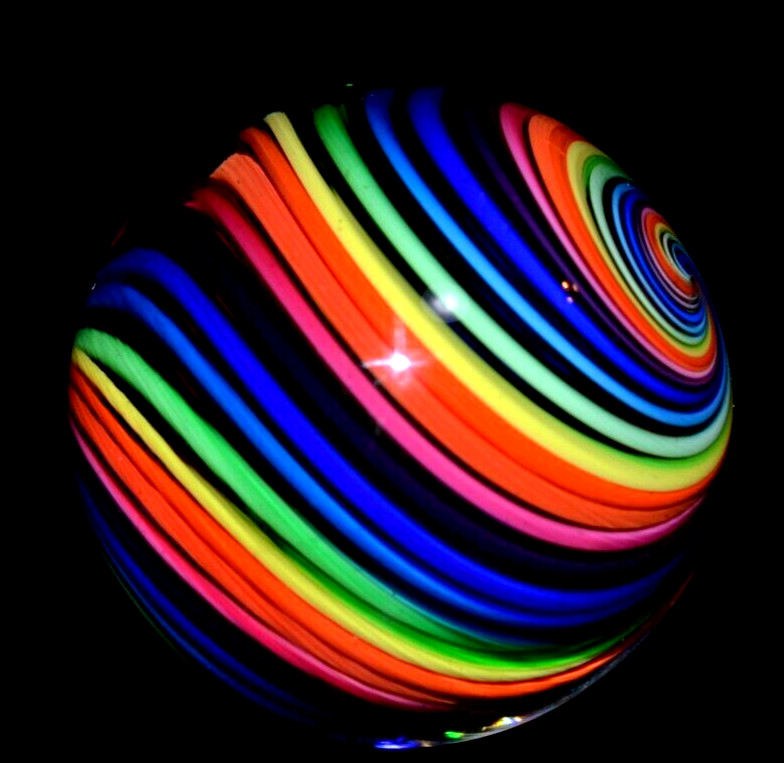 EDDIE SEESE GLASS MARBLE/2.105″-RAINBOW FLIPSTER SWIRL b-PURPLE,ROYAL,TURQ,LIME+