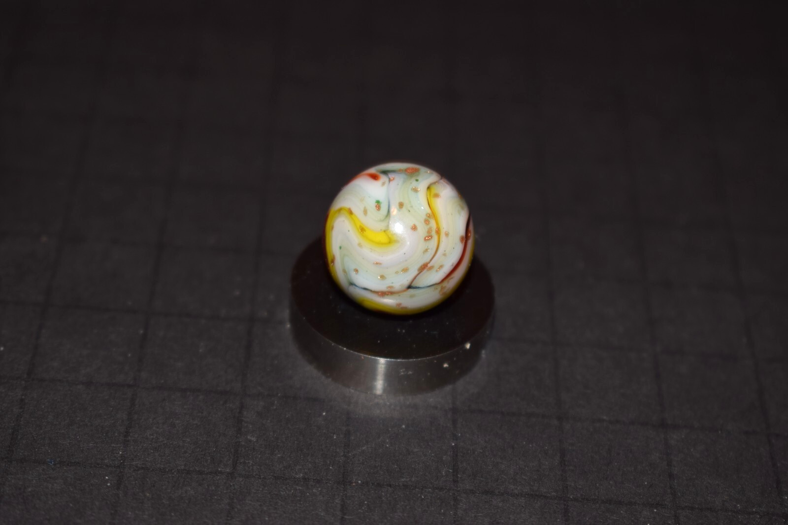 Choice Pick JABO/DAS Copper Flakes Swirl Toy Marble .734″ =47/64″ MINT