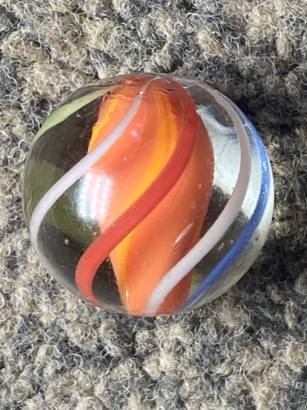 Antique German Marble orange/yellow multi colour solid core 17mm 0.69 mint