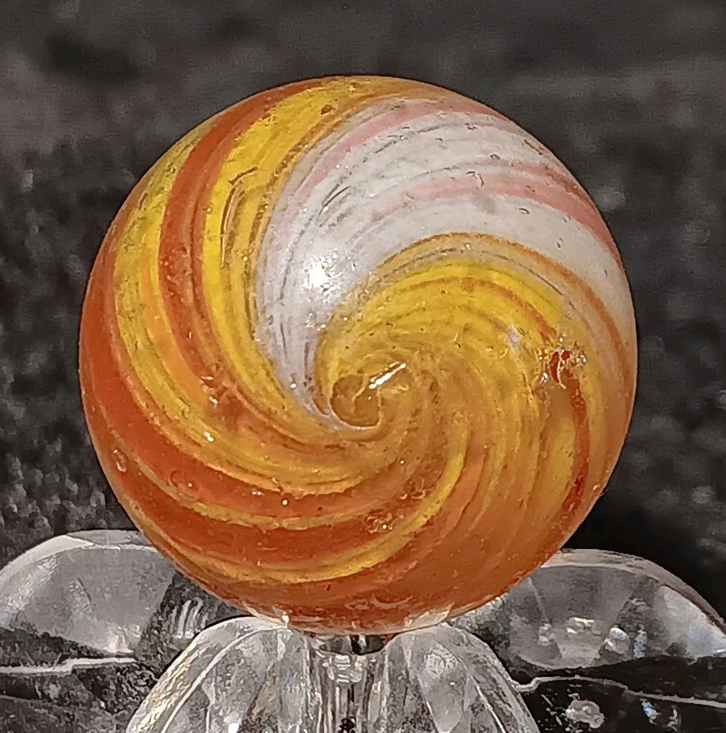 Antique German Handmade Onionskin Marble. .66″ Near Mint+. End Of Day Onionskin