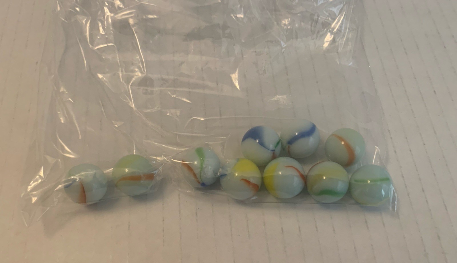 10 Vintage Milk Glass Marbles White Opaque Striped Swirl Beach Ball Lot Bundle