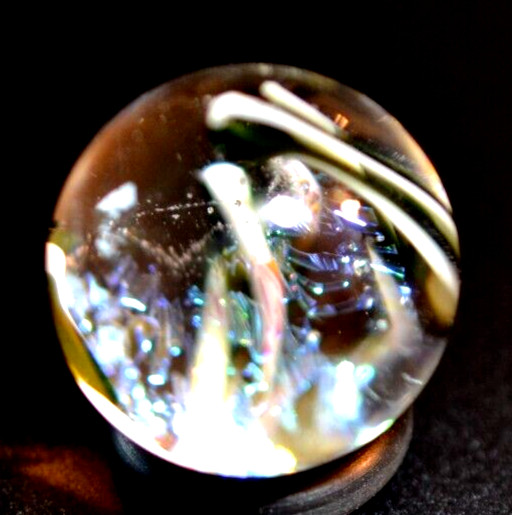 ERIC BROCK GLASS MARBLE/.813″-DICHROIC ZEBRA FILIGRANA HIDER-SAPPHIRE,LAVENDER+