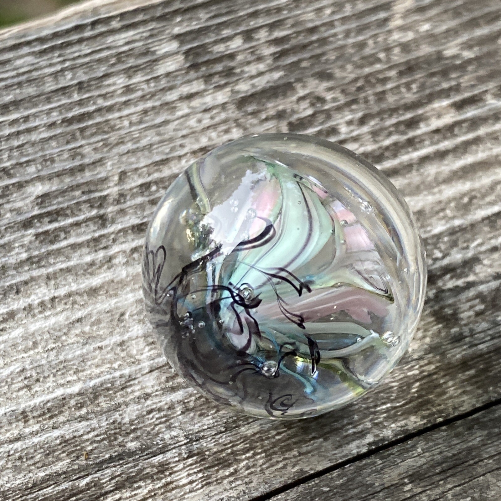 Pink Tiny Full Bloom Floral Murrini Handmade Glass Marble