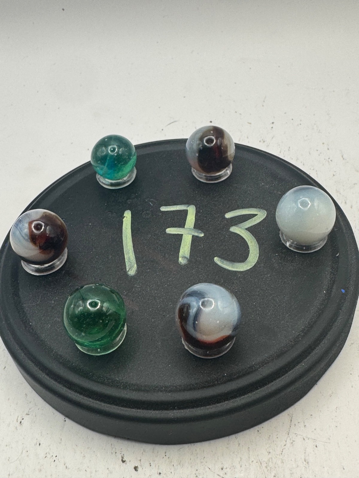 10x 5/8″ Jabo Classics Marbles Lot Clear Green, Clear Blue, White, Brown Non-UV
