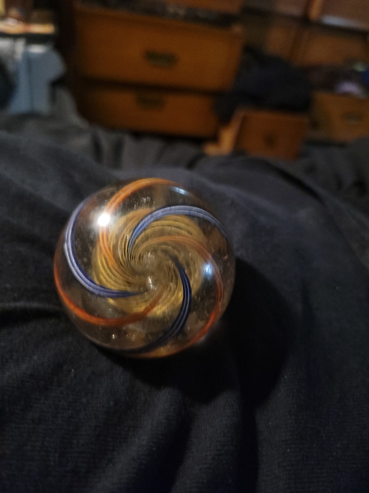 RARE Giant 2.27″ Antique German Latticino Swirl Handmade Marble Mammoth Swirl