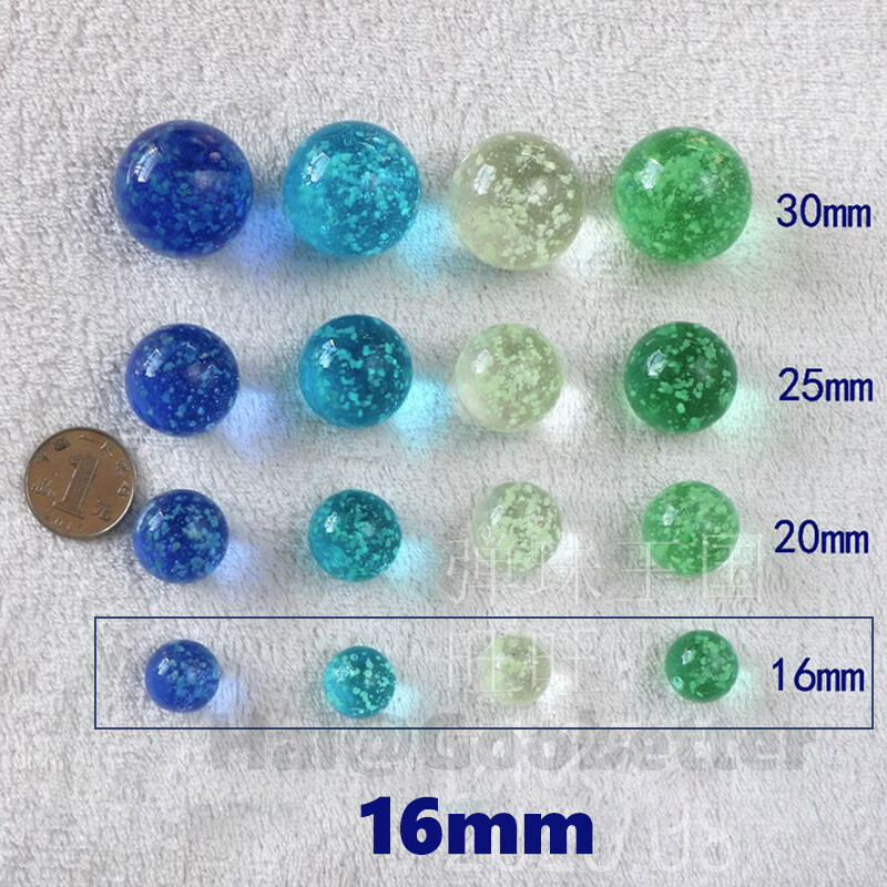 16mm Luminous Coloured Glass Marbles Crystal Sphere Solid Balls Kids Toys Games