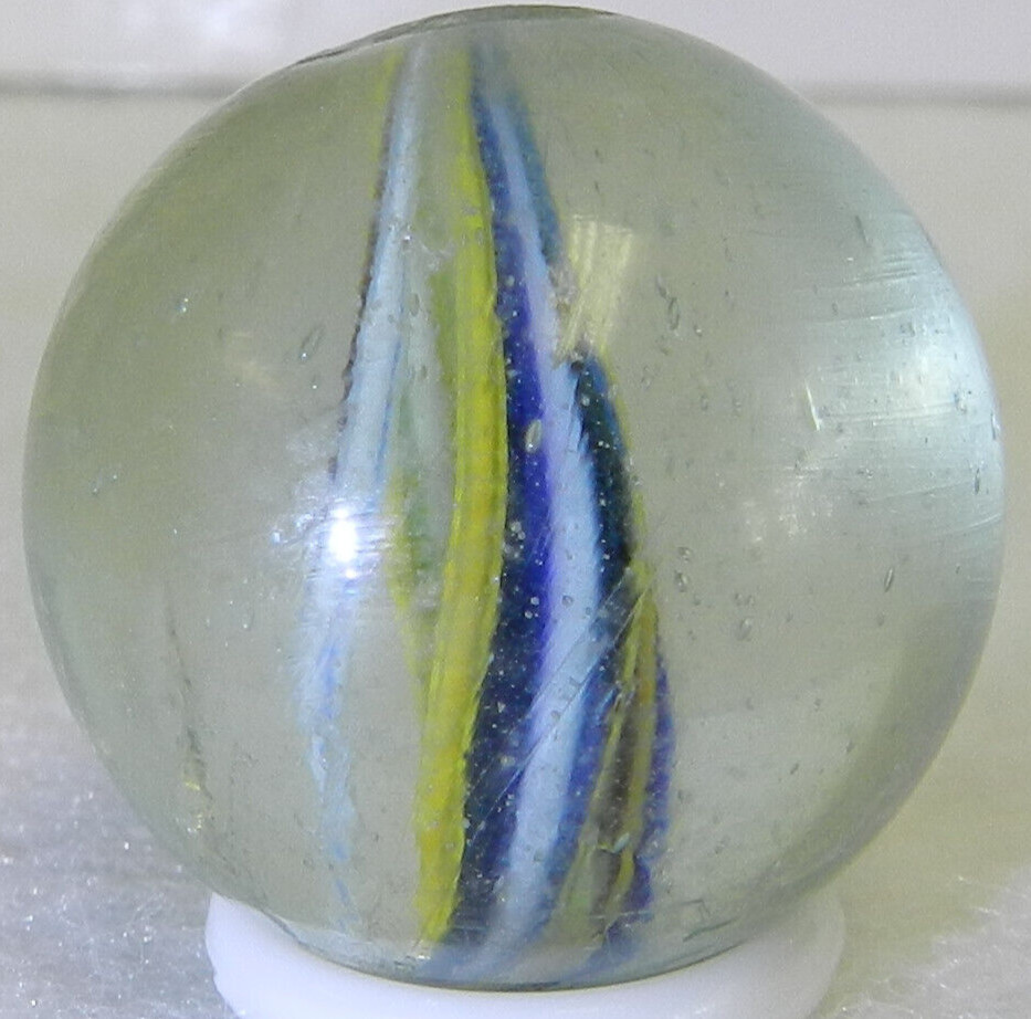 #17199m Naked .87 In Vintage German Handmade Divided Ribbon Swirl Shooter Marble