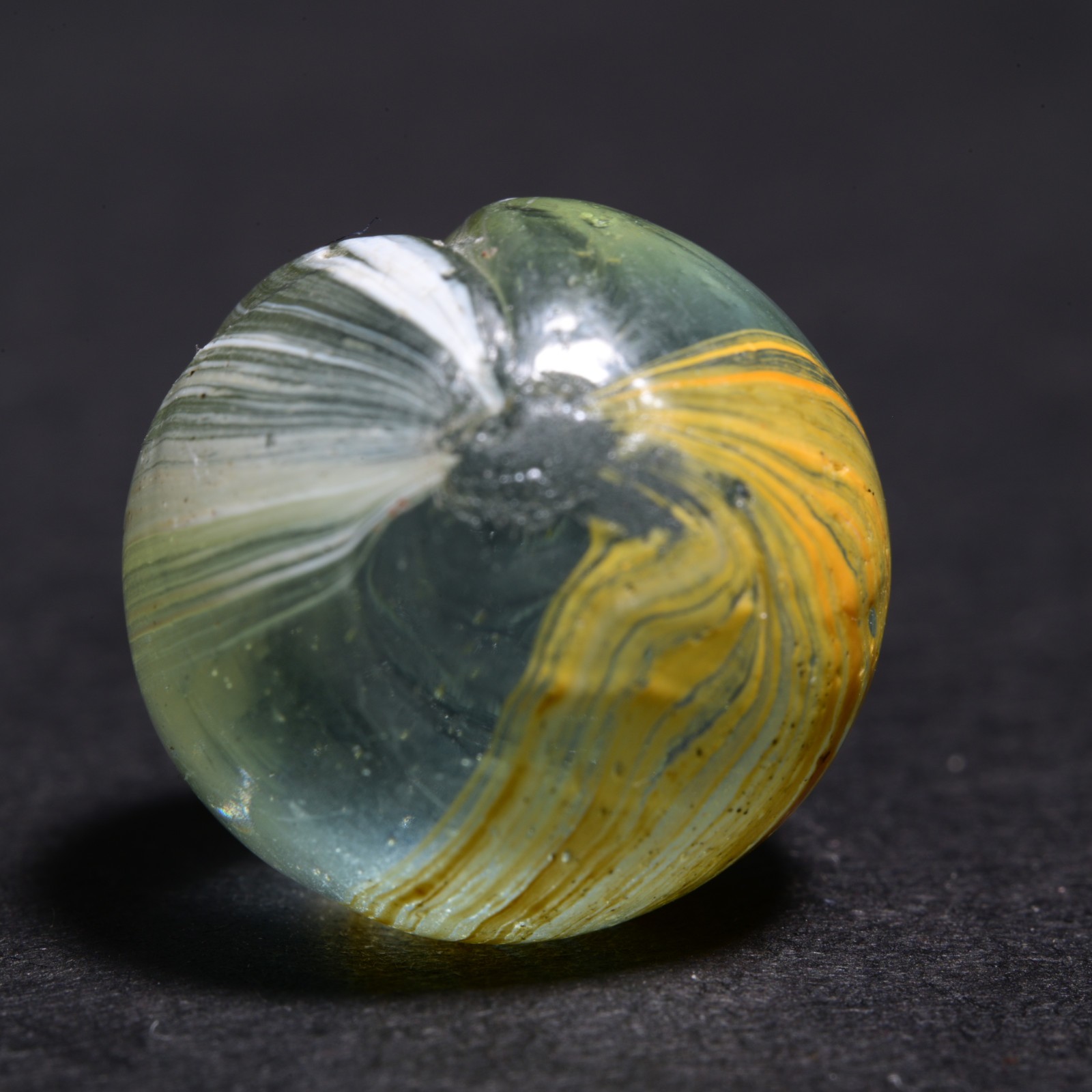 Indian Marble German Handmade Antique 2-Panel Ice & Egg Yolk 15.1mm 19/32”