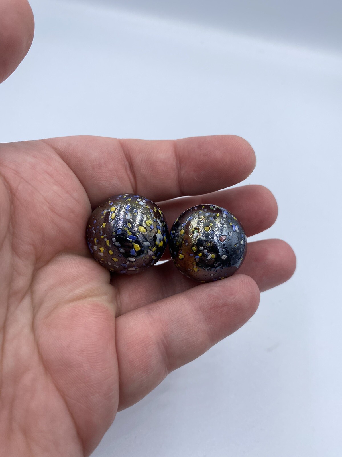 Confetti Marbles 2 med large lot Black with paint specks