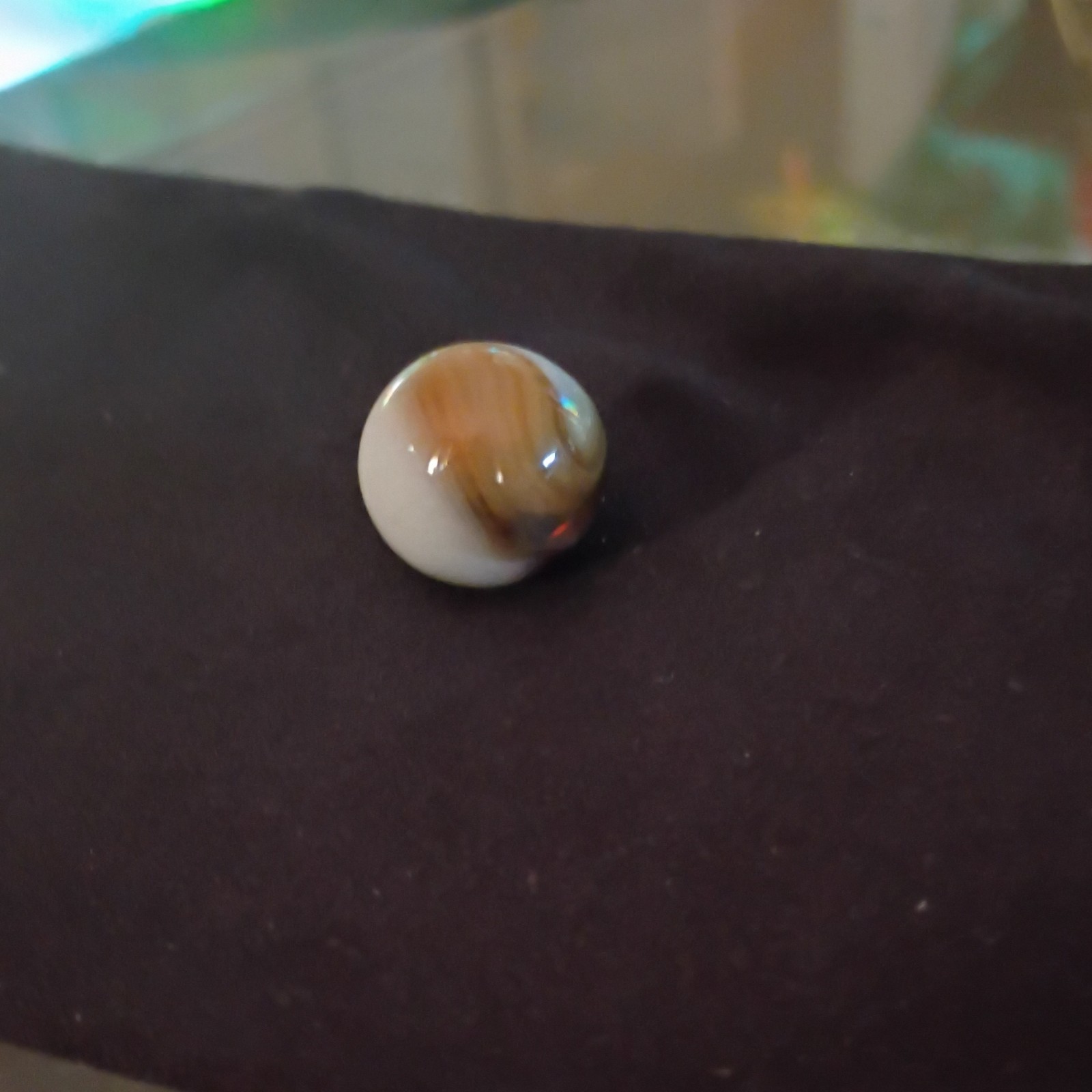 Single Glass Swirl Toy Marble, White & Brown Swirl, Ages 4-7 to 17+