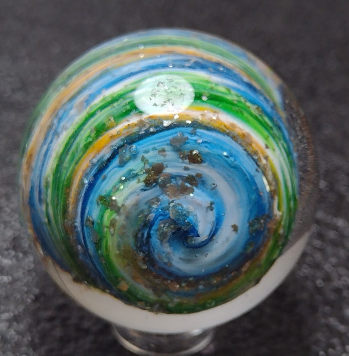 LG 1.60″ 🌈 Silver Sparkle EXPLOSION 💥 Swirl Contemporary Art Glass Marbles