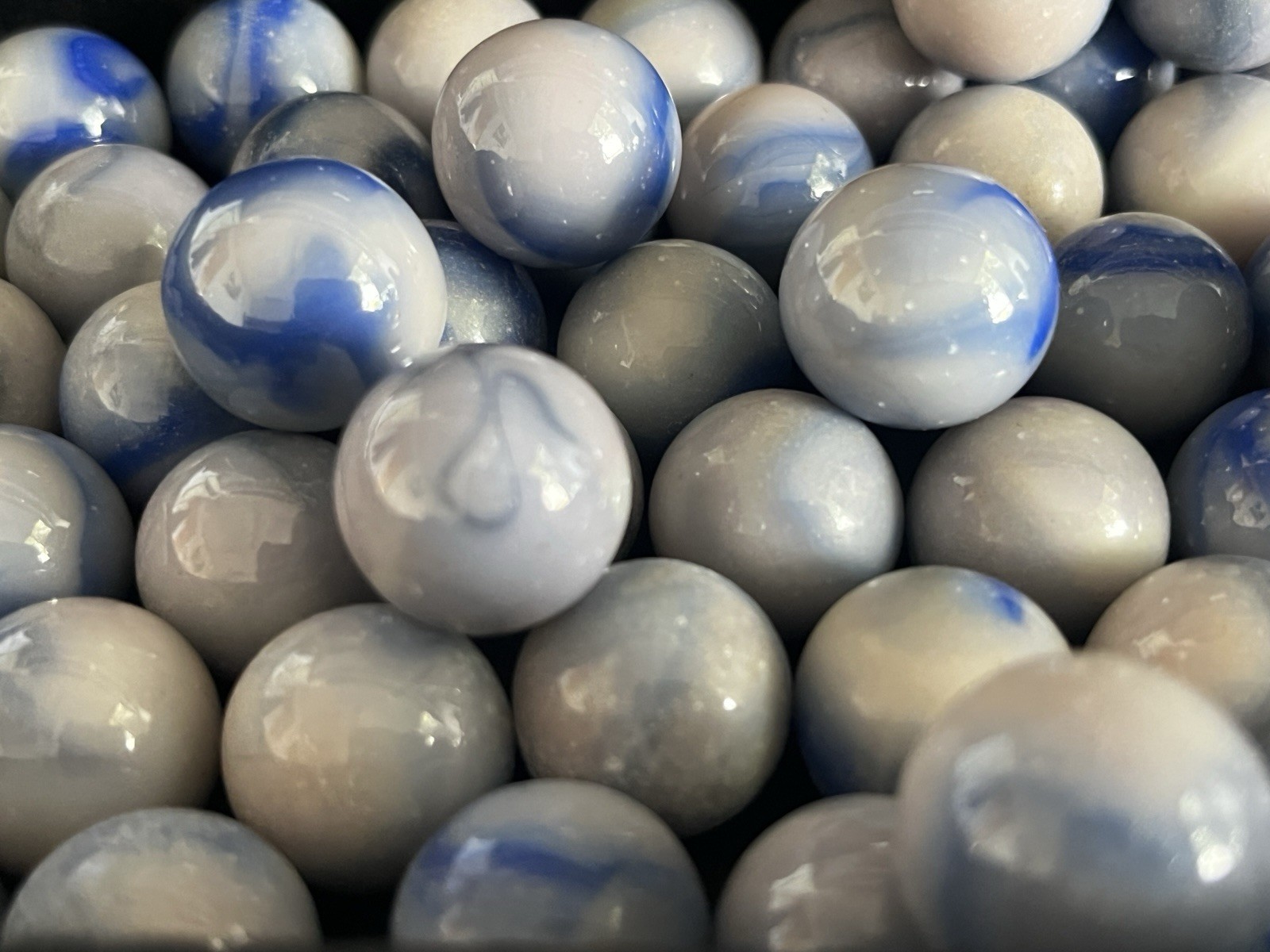 Vintage JABO Burmese Uranium Marble 10pc LOT 18+ mm 3/4″ Shooter Cobalt blue