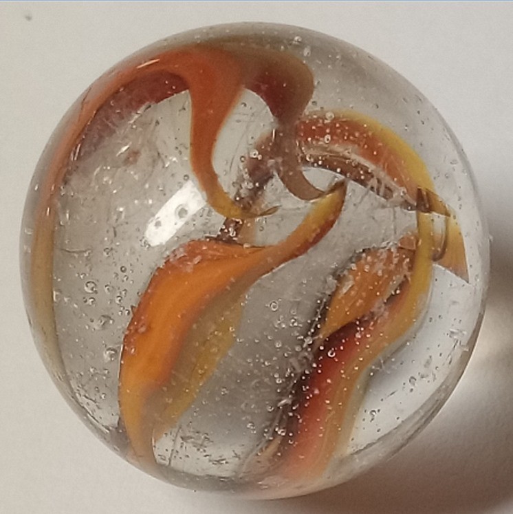 Old Vitro Hybrid Caged Cats Eye Catseye 6 Ribbon Vein Shooter Marble .87 AMAZING