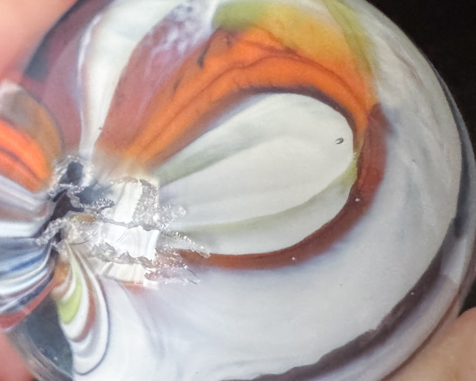 Rick Davis 1.47″ White Red Swirl Contemporary Art Glass Marble