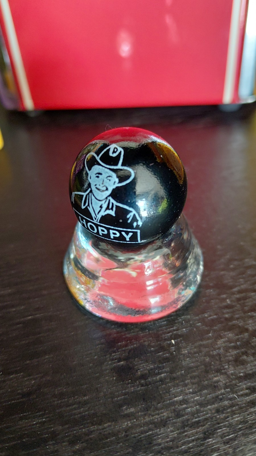 Logo Printed Machine Made Toy Marble with Hoppy Cowboy Design, Black