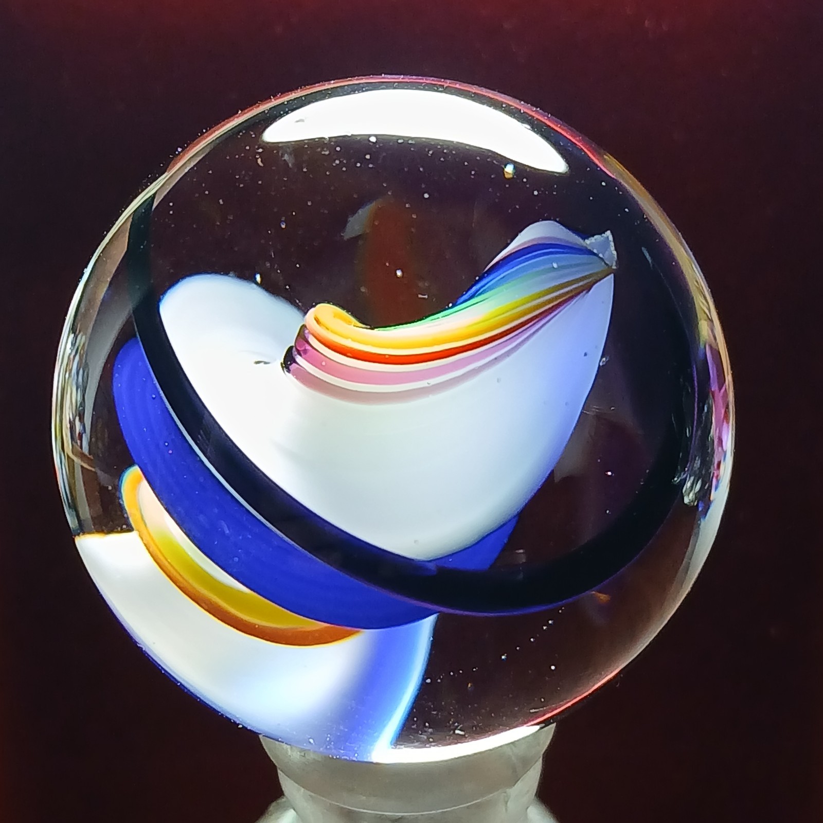 Mint *1 3/8″* Rainbow Multi Color Contemporary Swirl Marble! Fantastic. C Pics