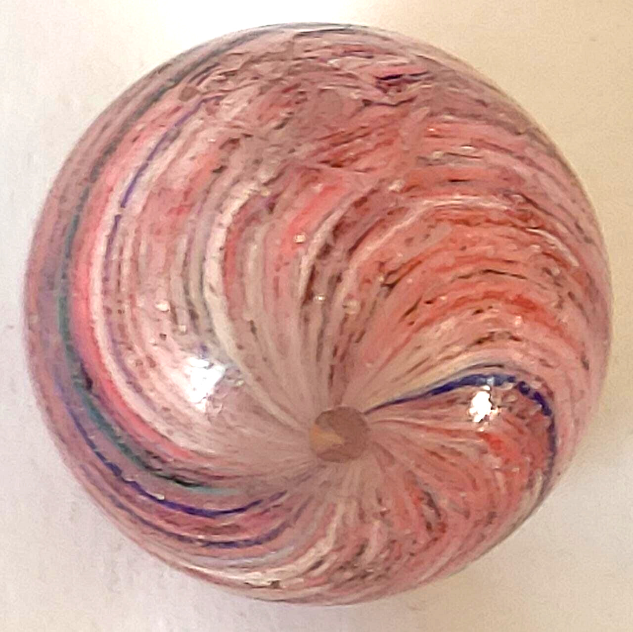 TOY MARBLE onionskin light shrunken tornado swirl ,0.96” mica pink, blue EOC