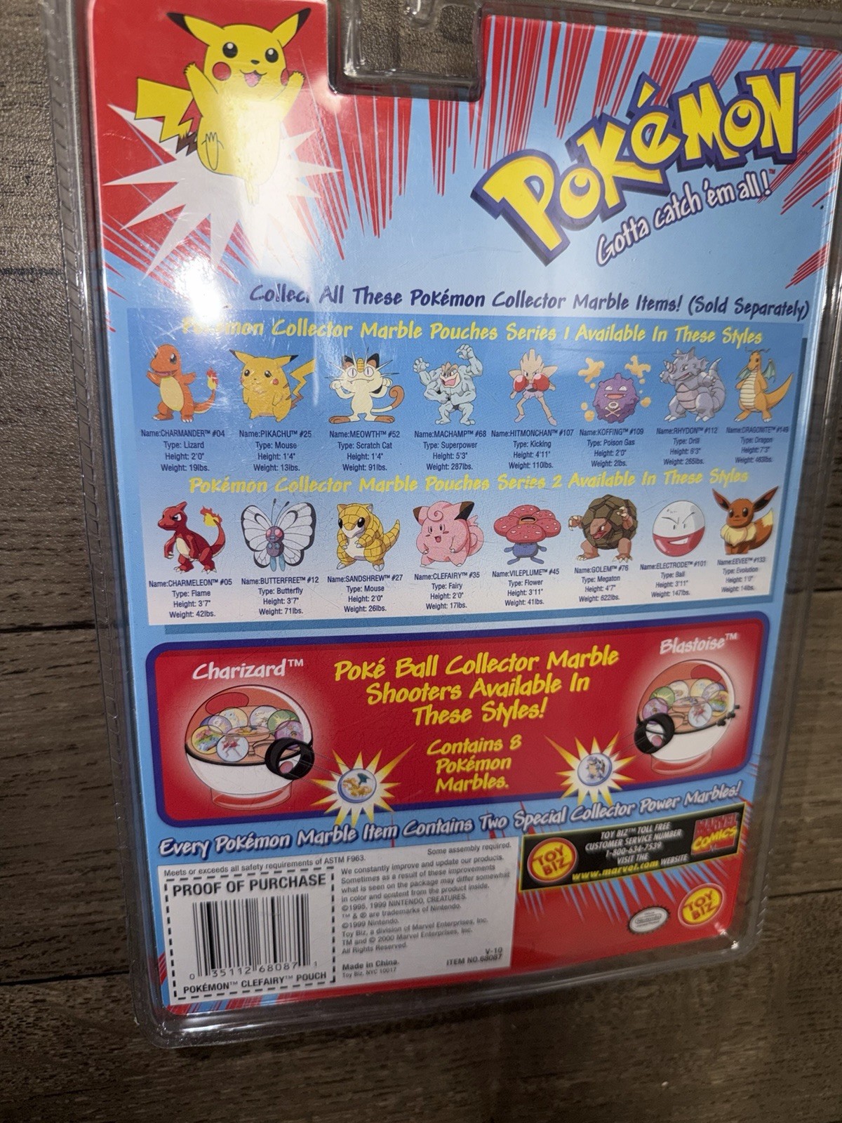 Toy Biz Pokémon Clefairy #35 Collector Marble Pouch w/ Marbles MPN 68050 1999