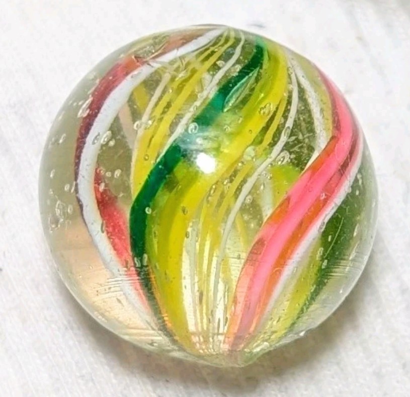 13/16″ Bi-Coloured Quad Divided Latticino Ribbon Core German Handmade Marbles MM