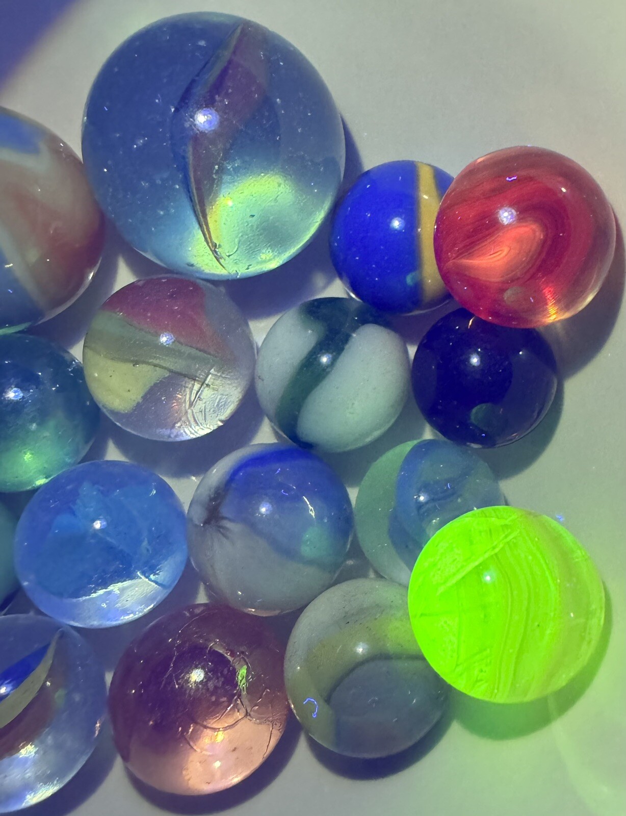 Vintage Marble Lot Of MARBLES UV Reactive Cadmium Uranium Lot #51