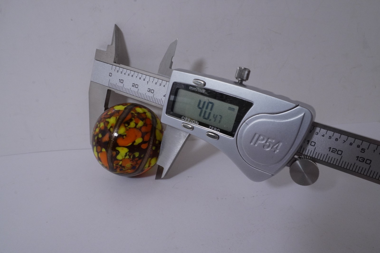A Lovely New Rainbow Colored Handmade Guinea Glass Marble 40 MM = 1-5/8″ Dia.