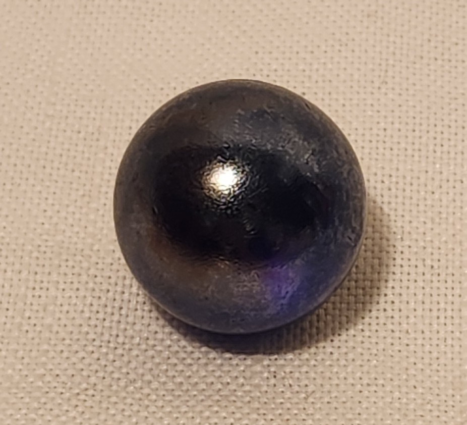 Vintage Pair 1″ Glass Marbles – Translucent Cobalt Blue Chrome / Iridescent