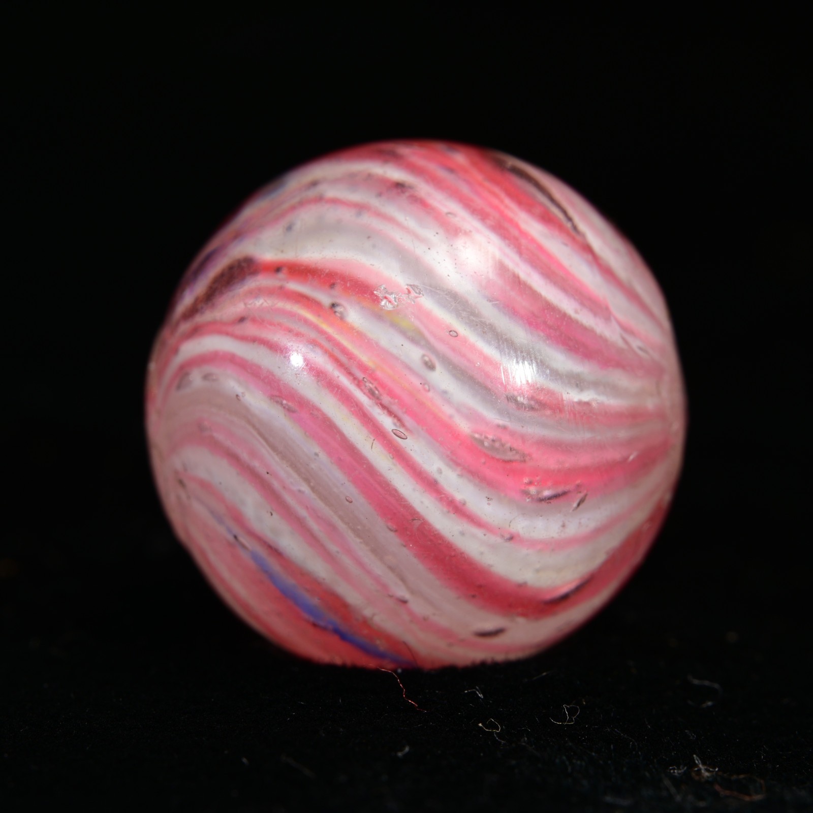 Onionskin Marble Early German Handmade Antique Shrunken Raspberry 17.2mm 21/32”