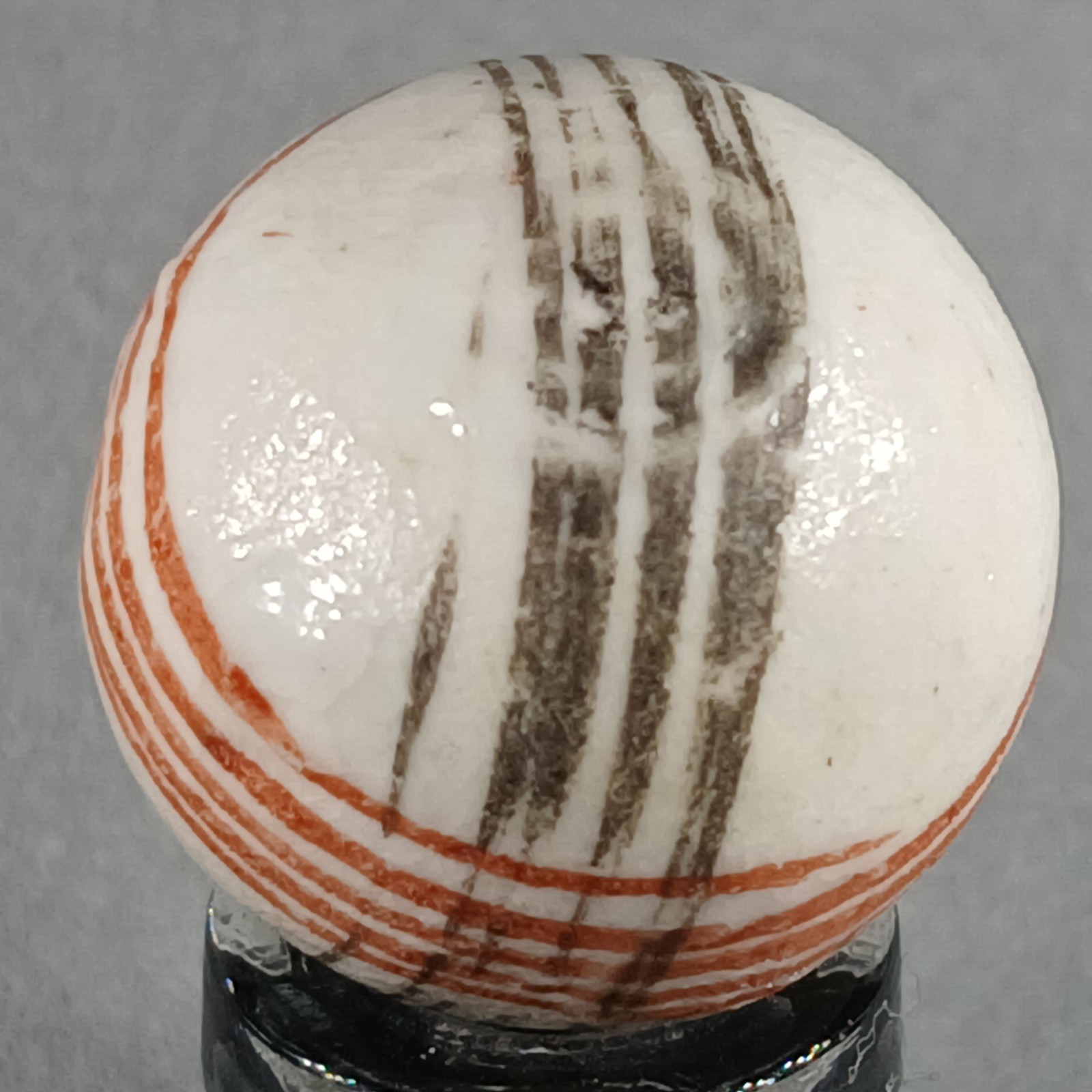 Vintage German Handmade China Glazed Lined Marble .67 Inches NM Condition