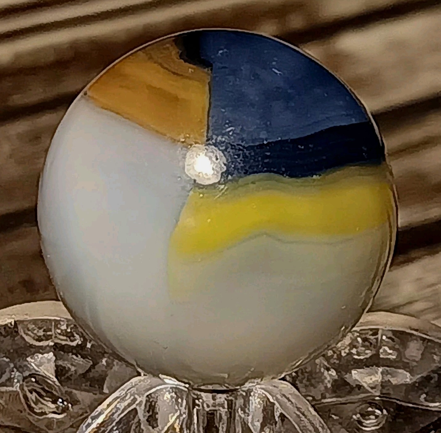 Vitro Agate 3-Color Opal Patch Marble. .60″ Mint. Nice Pattern/Color Combo