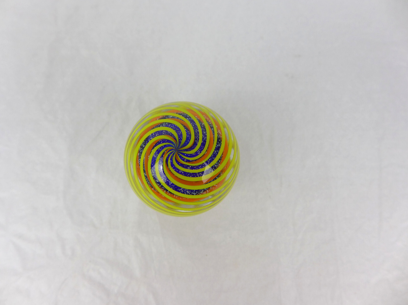 Vintage Eddie Seese Ribbon swirl Art Glass Marble 2004 1.75″