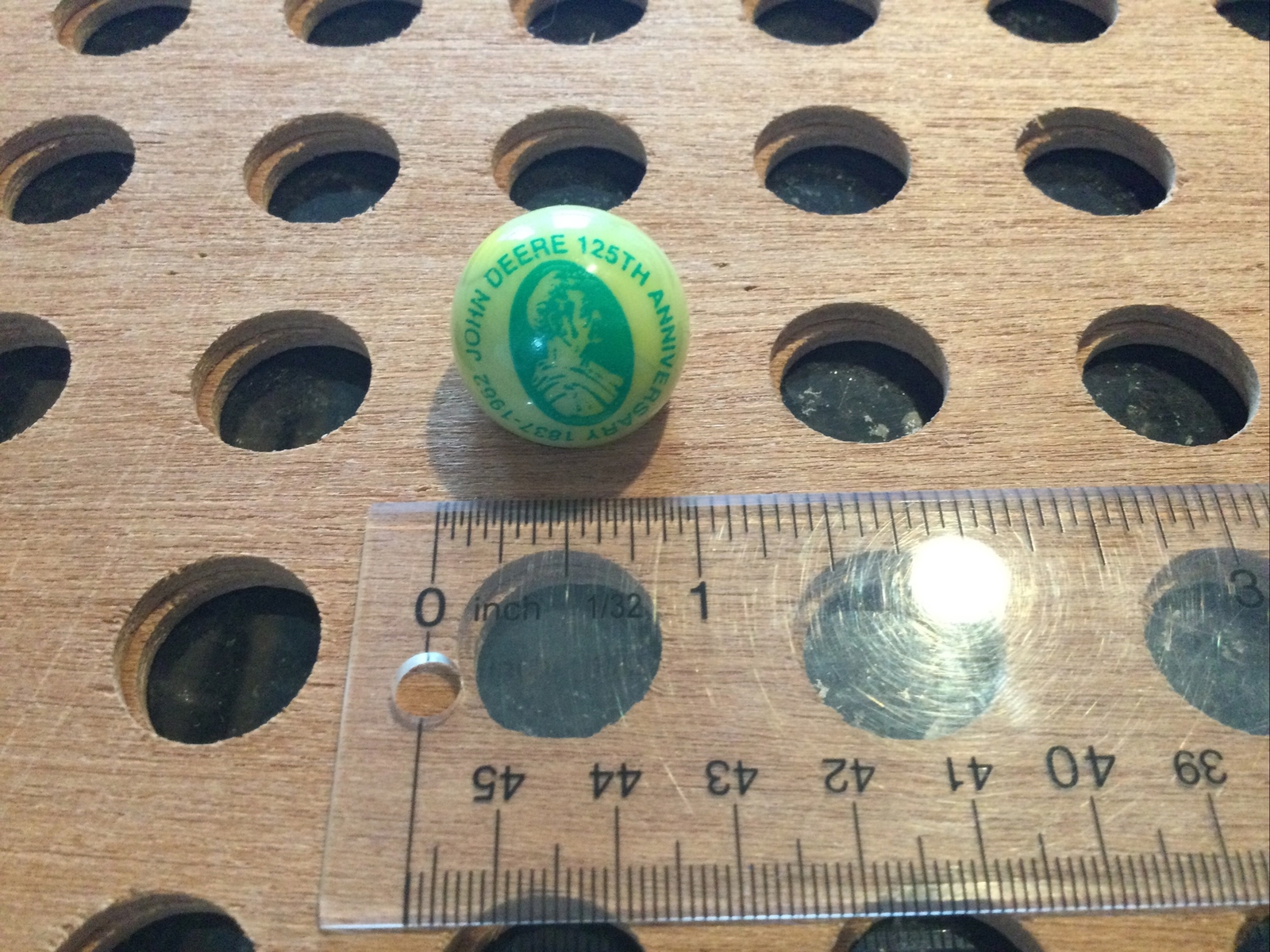 Vintage | “John Deere 125th Anniversary 1837-1962 | Green & Yellow Swirl Marble