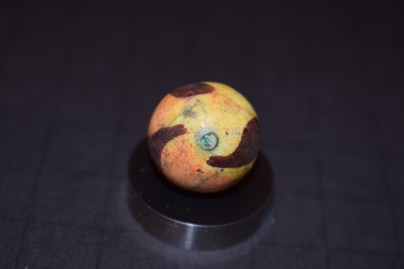 🐦➖⏩Antique Toy Hand Painted 🔥Fired Clay Teardrop art marble shooter size .750″