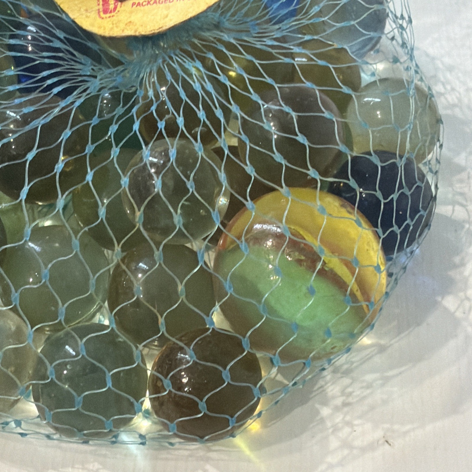 1981 Imperial 49 Marbles 1 Cats Eye Shooter In Original Blue Mesh Bag