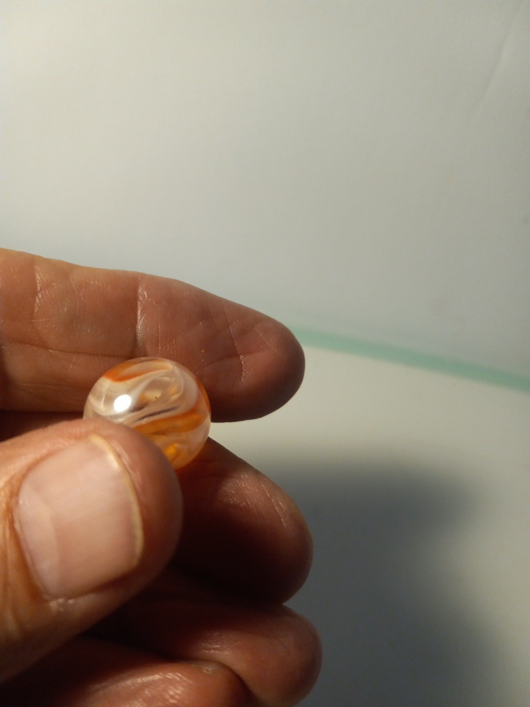 Vintage Akro Agate Peltier Christensen Glass Orange Swirl Marble 13/16 “