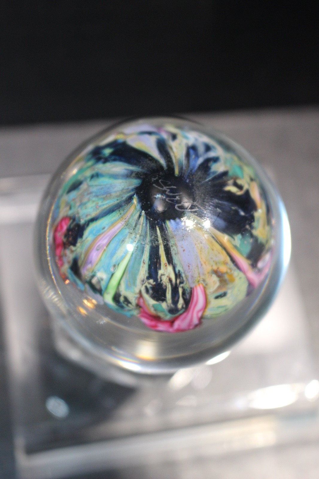 Millefiori “Orbs” by Douglas Sweet marble 1990s 52mm Mint with base